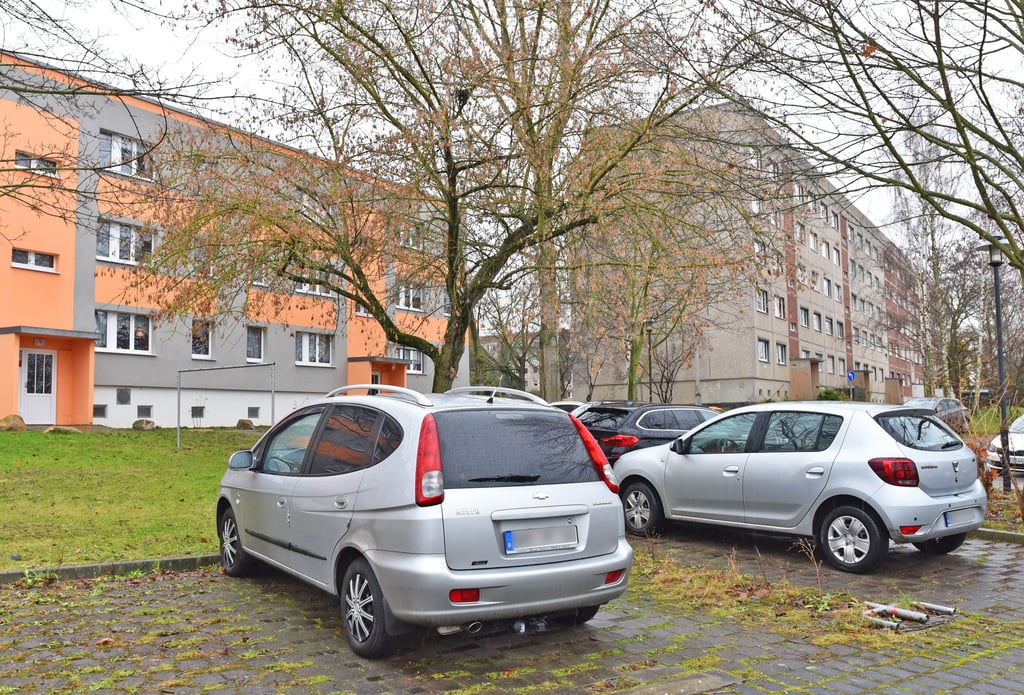Der Wohnblock rechts in der Otto-Nuschke-Straße soll in diesem Jahr wie schon andere Blöcke in Hohenmölsen-Nord verkleinert werden und einen neuen Anstrich bekommen - etwa wie der Block links daneben.