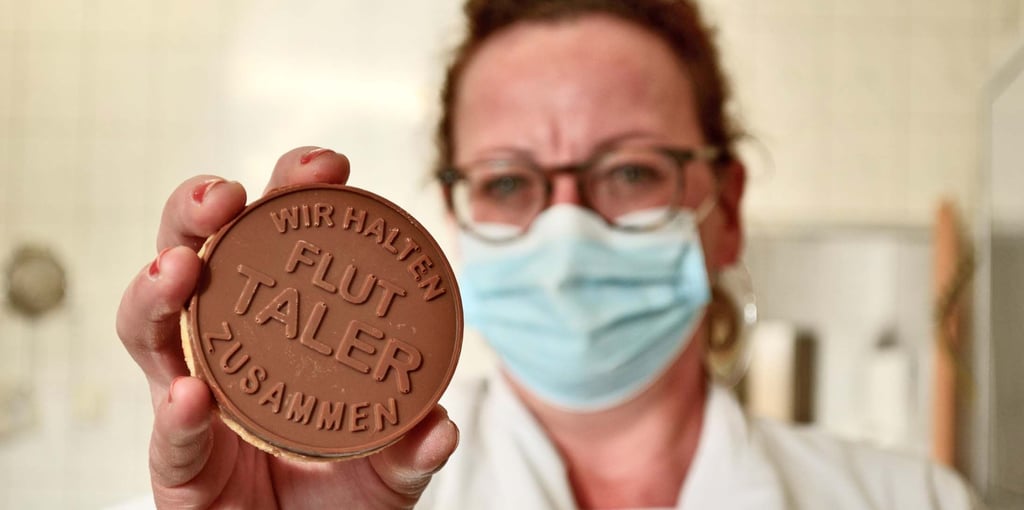 Sozialpädagogin Kati Förster produziert gemeinsam mit Jugendlichen den „Flut-Taler“.