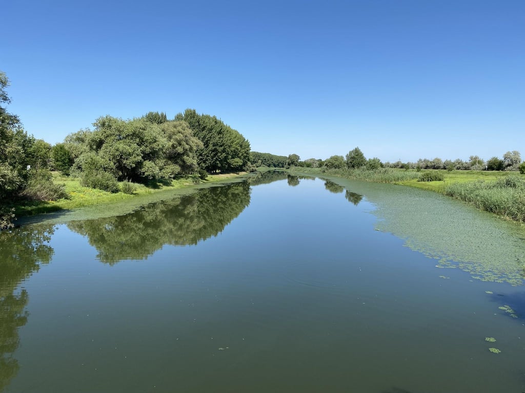 Das Delta, dass die Wolga vor der Mündung ins Kaspische Meer bildet, ist weitläufig - hier ein Fluss nahe Astrachan.