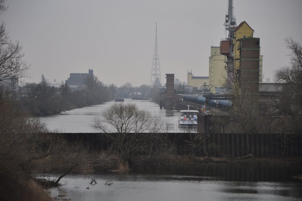 Auf Höhe der Steinkopfinsel ist der Magdeburger Industriehafen (oben) noch abgetrennt.