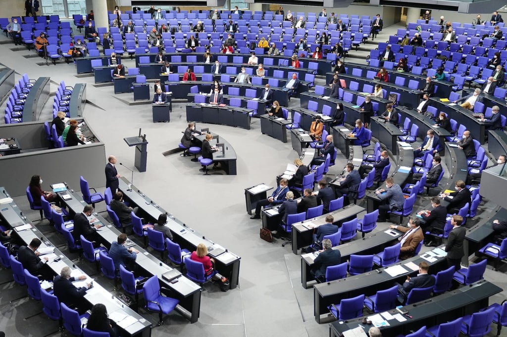 Der Plenarsaal des Deutschen Bundestages in Berlin.