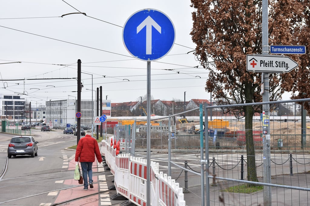 Seit 10. Januar ist die südliche Turmschanzenstraße in Magdeburg voll gesperrt.