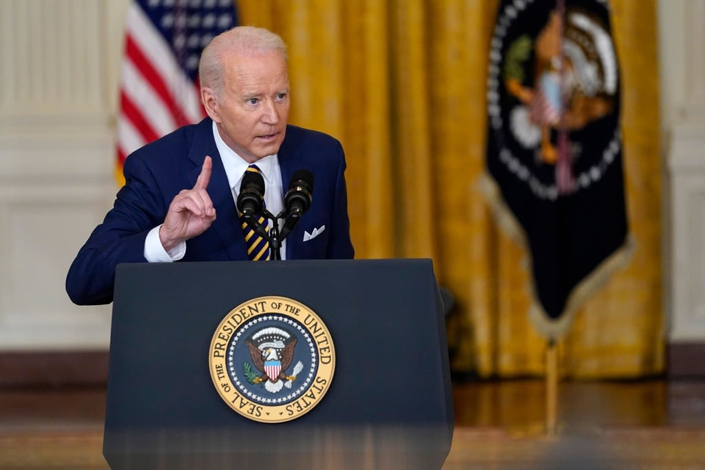 US-Präsident Joe Biden während einer Pressekonferenz im East Room des Weißen Hauses.