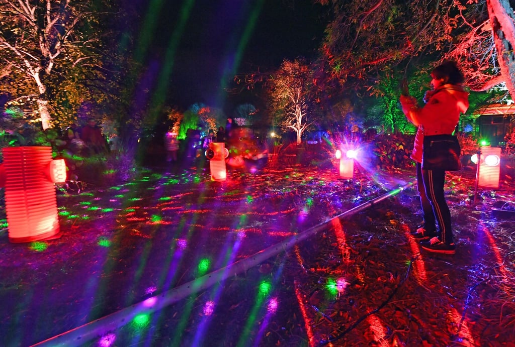 Mehrere Tausend LEDs, Lampen und Strahler lassen den Erfurter Egapark erstrahlen. Das „Winterleuchten“ kann nun noch bis zum 20. Februar bestaunt werden.