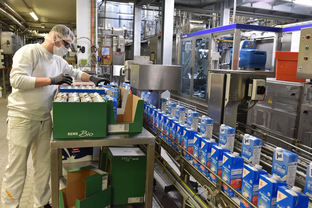 Maik Seifert arbeitet an der Abfülllinie für H-Milch.