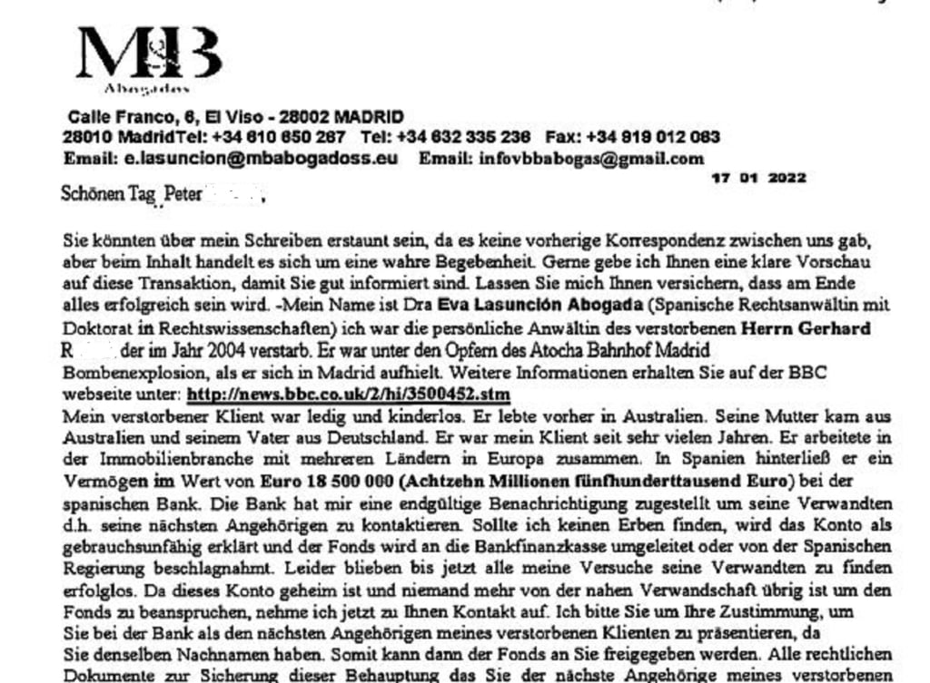 Diesen Brief erhielt der MZ-Leser.