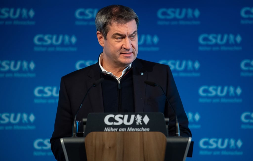 Der CSU-Vorsitzende Markus Söder gibt in der Parteizentrale nach einer Sitzung des CSU-Vorstands eine Pressekonferenz.