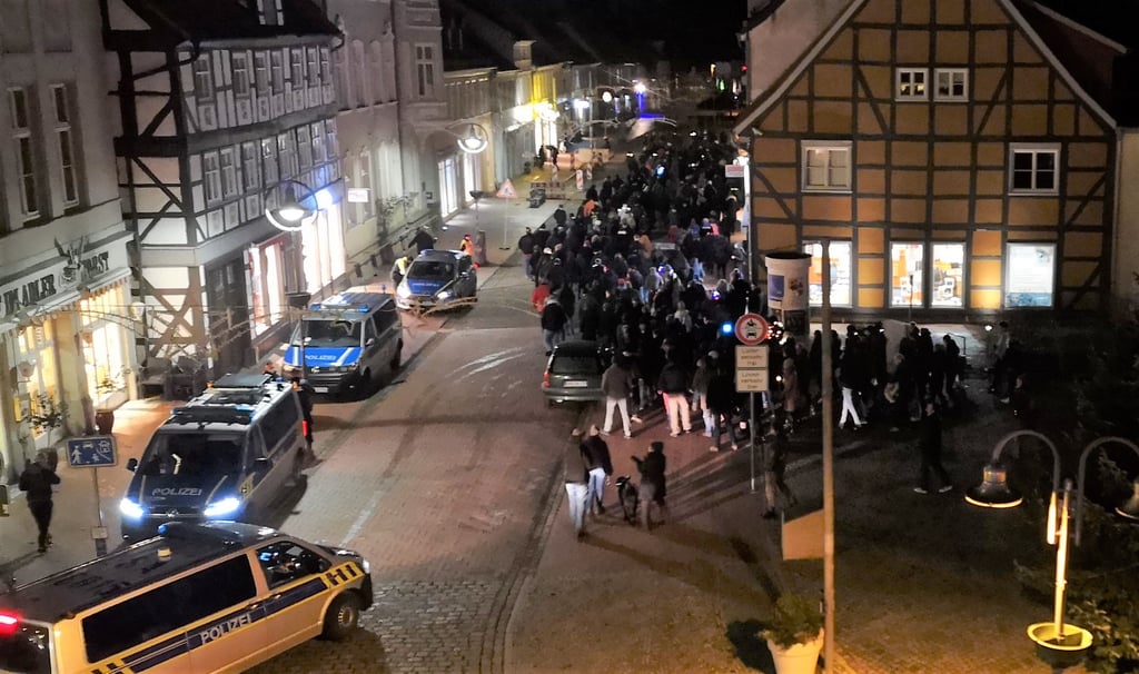 Corona Spaziergang in Salzwedel am 17. Januar 2022.