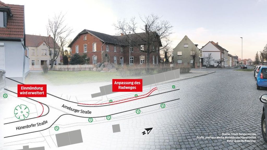 Der Stadtrat Tangermünde hat sich bei der Sanierung der Kreuzung Hünerdorfer/Arneburgern Straße für Variante 2 entschieden. Viel ändert sich nicht.
