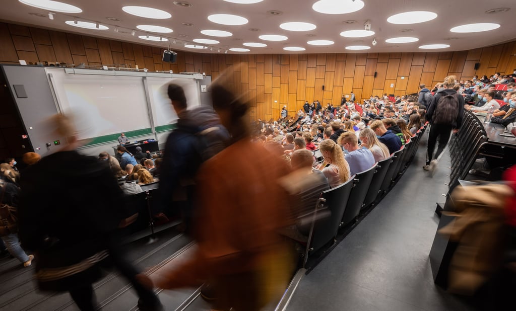 Vorlesung in einem Hörsaal: Zwei Drittel der Studenten in Sachsen-Anhalt wollen nach dem Abschluss nicht im Land bleiben - zumindest vorerst nicht.