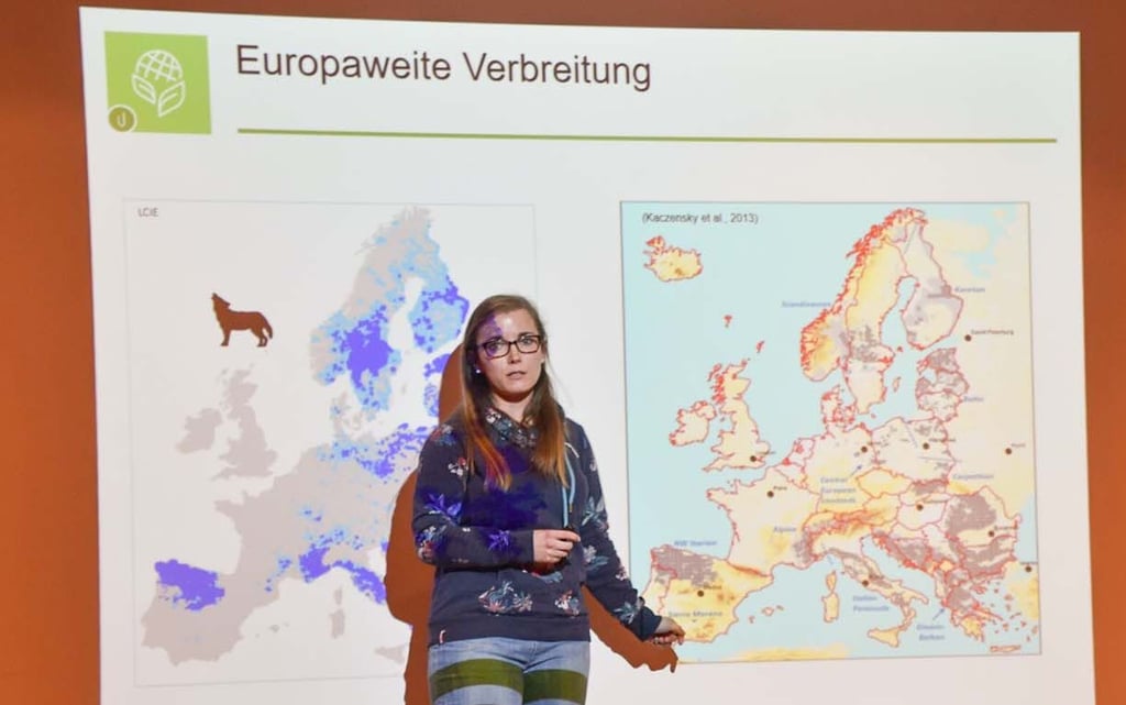 Anhand von Karten sprach Julia Kamp unter anderem über die Vorkommen der Wölfe in Europa und Deutschland.