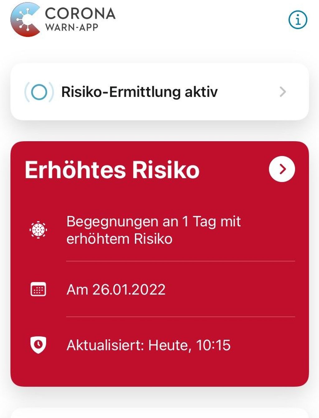 Nach dem Stadtrat gab es laut App ein erhöhtes Risiko.