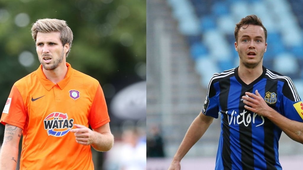 Philipp Zulechner (l.) und Sebastian Bösel gehören seit 31. Januar zum Kader des Halleschen FC.