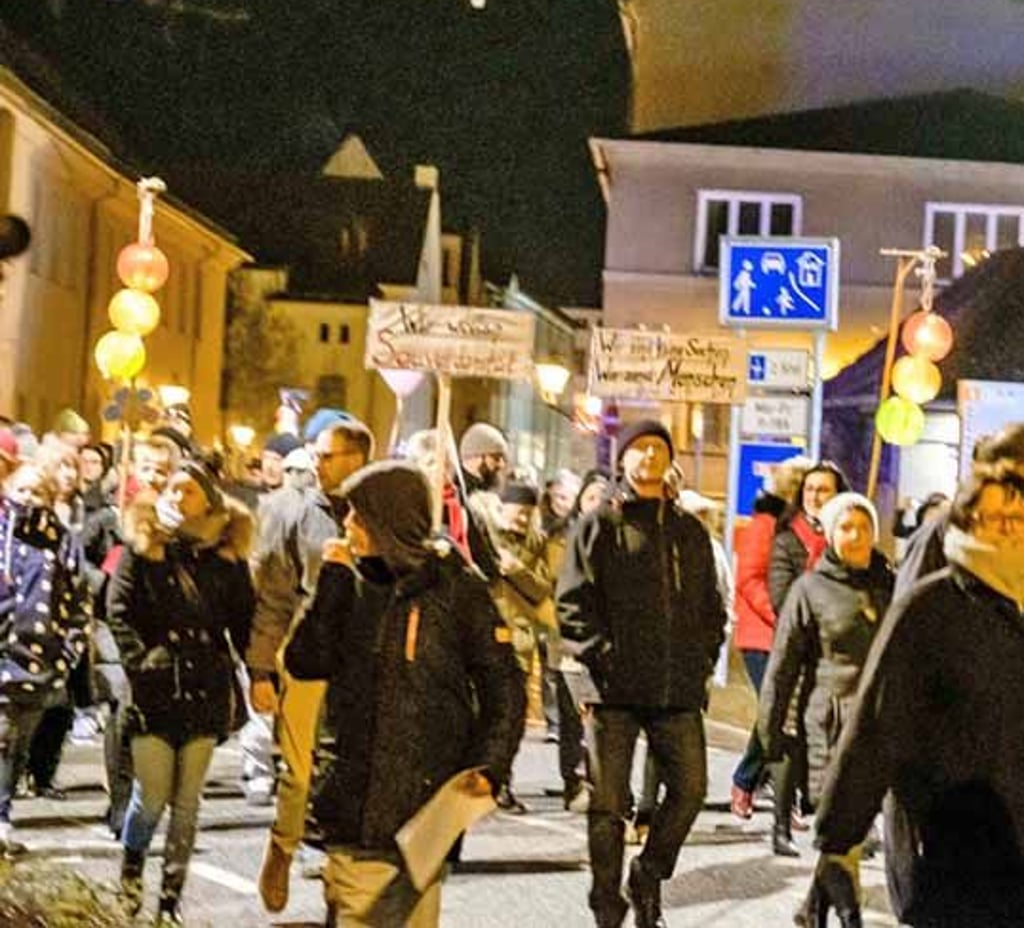 Insgesamt drei Galgen bei der Demo in Wittenberg waren am 31. Januar zu sehen.