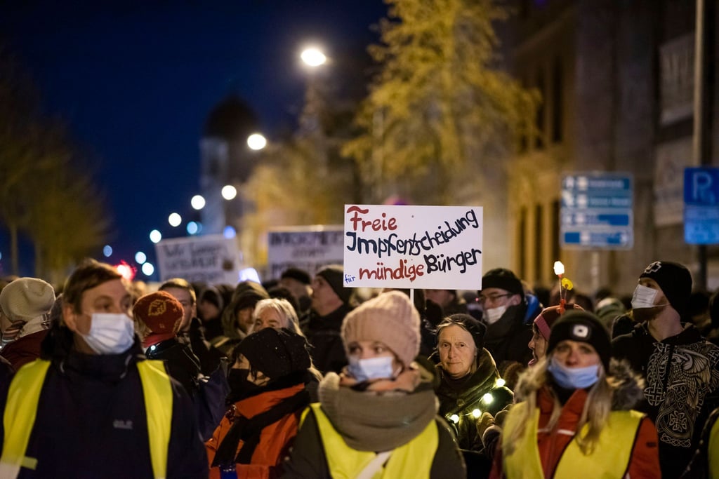 Protest gegen die Corona-Maßnahmen in Rostock.