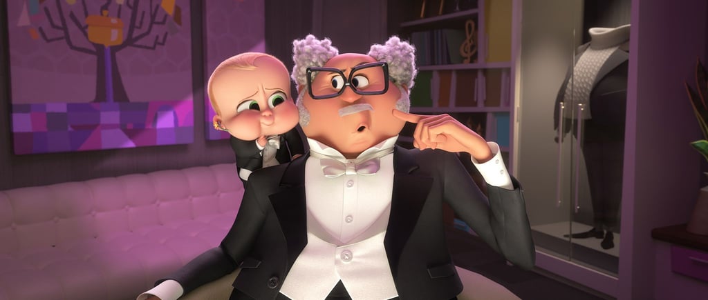 Ted Templeton (l) und Dr. Erwin Armstrong in einer Szene des Films "Boss Baby - Schluss mit Kindergartenl".
