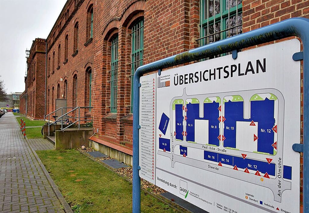 Der Übersichtsplan zum Gewerbezentrum „Berliner Chaussee“. Früher hatte hier die Ölmühle Magdeburg ihren Sitz.