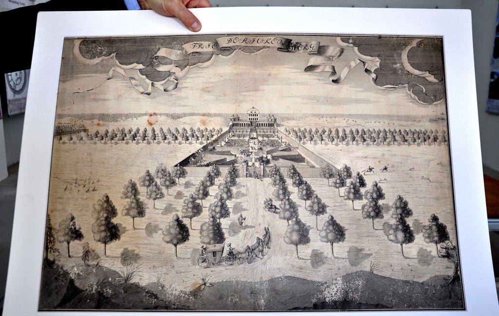 Diese Zeichnung für den Kupferstich vom einstigen Lustschloss Friederikenberg zwischen Steckby und Tochheim konnte der Förderverein Schloss Zerbst erwerben.