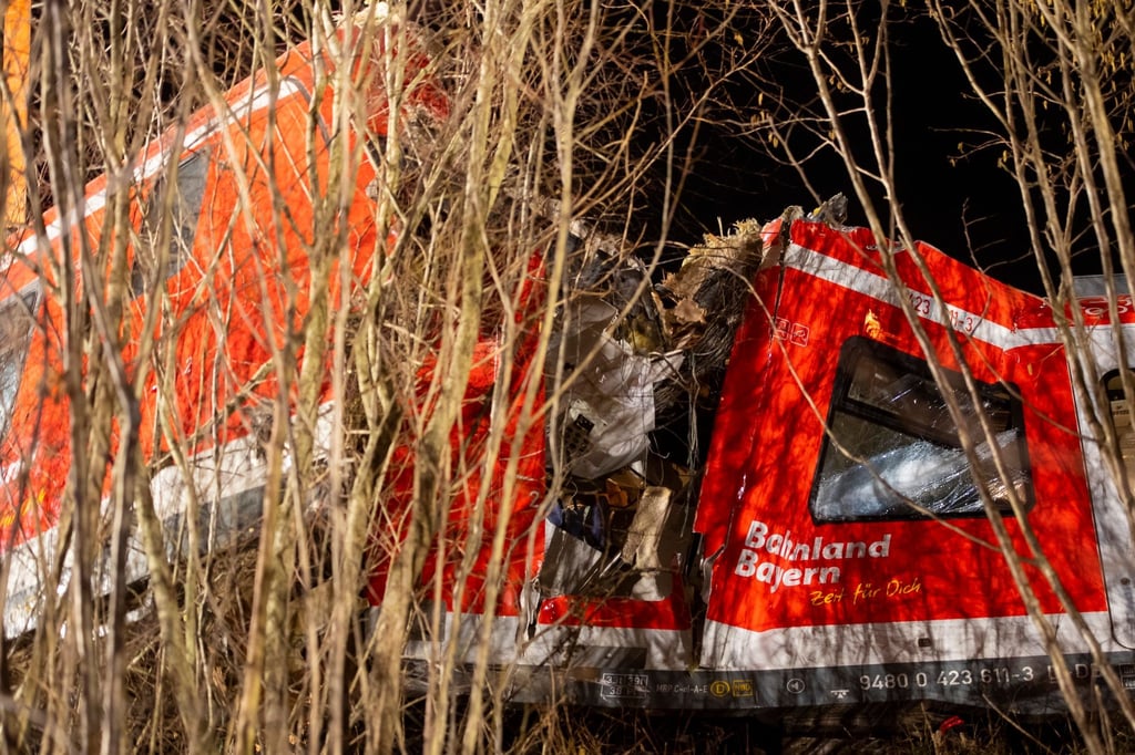 Die beiden beschädigten S-Bahn-Züge nach dem Zusammenstoß.