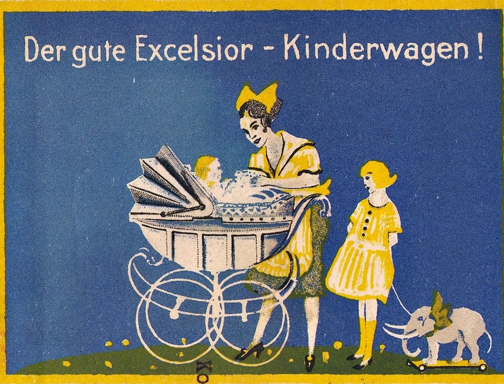 So warb Hugo Müller für seinen Excelsior-Kinderwagen.