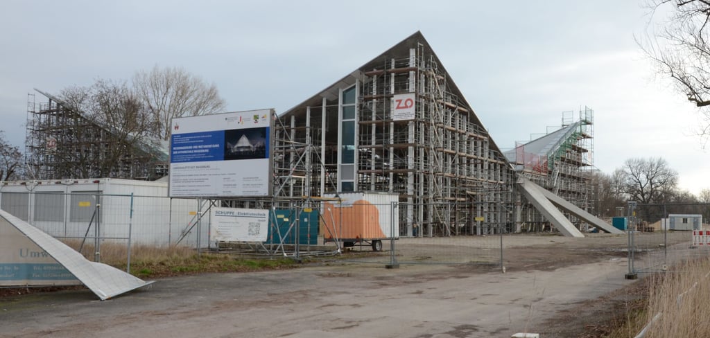 Hyparschale in Magdeburg wird seit 2019 umgebaut zu einem modernen Veranstaltungszentrum.