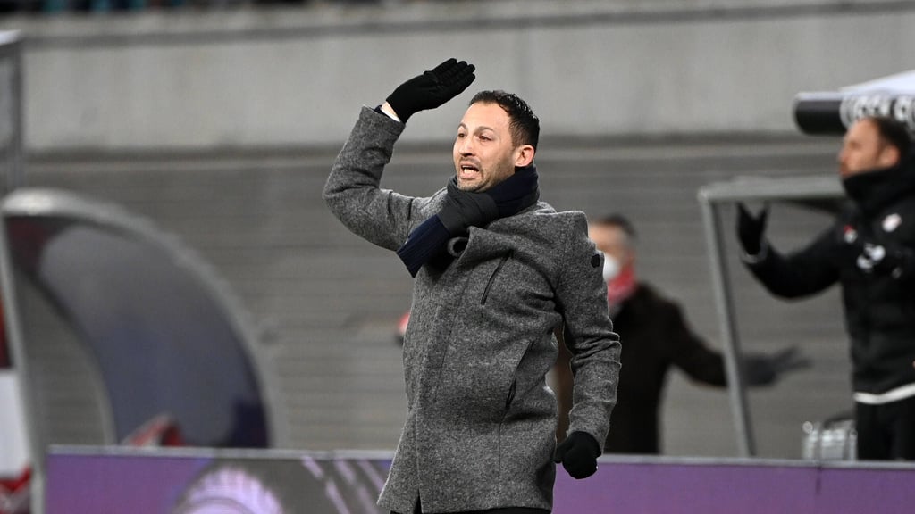 RB Leipzigs Trainer Domenico Tedesco beim Spiel gegen Real Sociedad