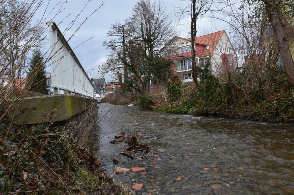 Die Holtemme Am Auerhahn in Wernigerode. Die Pegelstände werden weiter beobachtet.