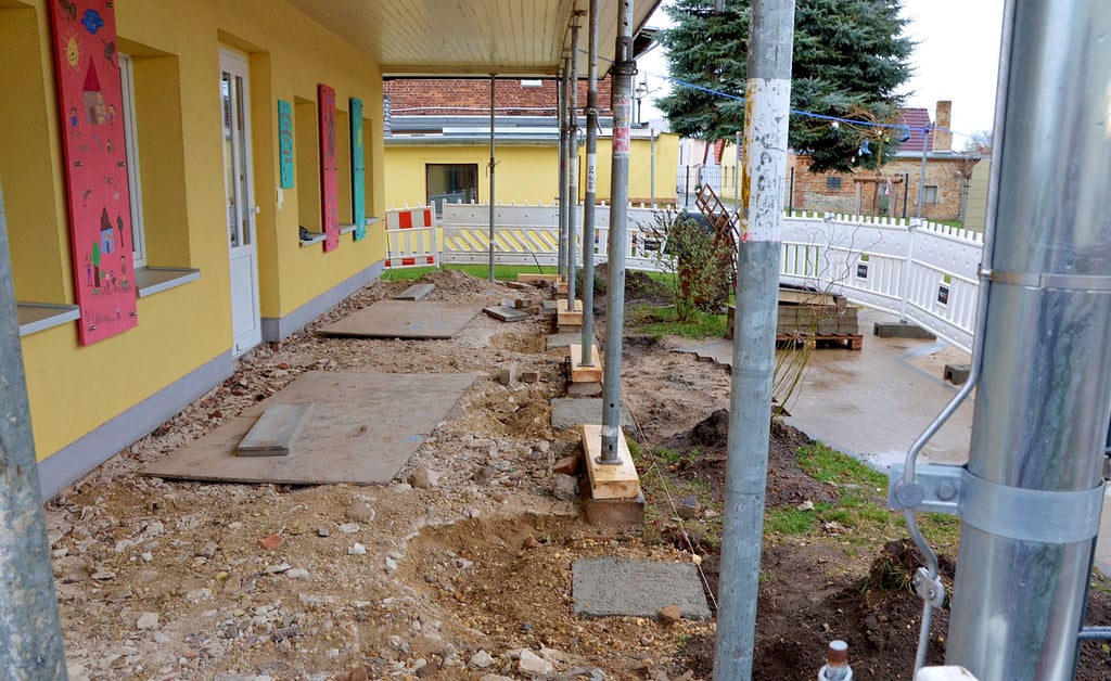 Sanierungsarbeiten an der Kindertagesstätte "Mühlenspatzen" in Kleinmühlingen.