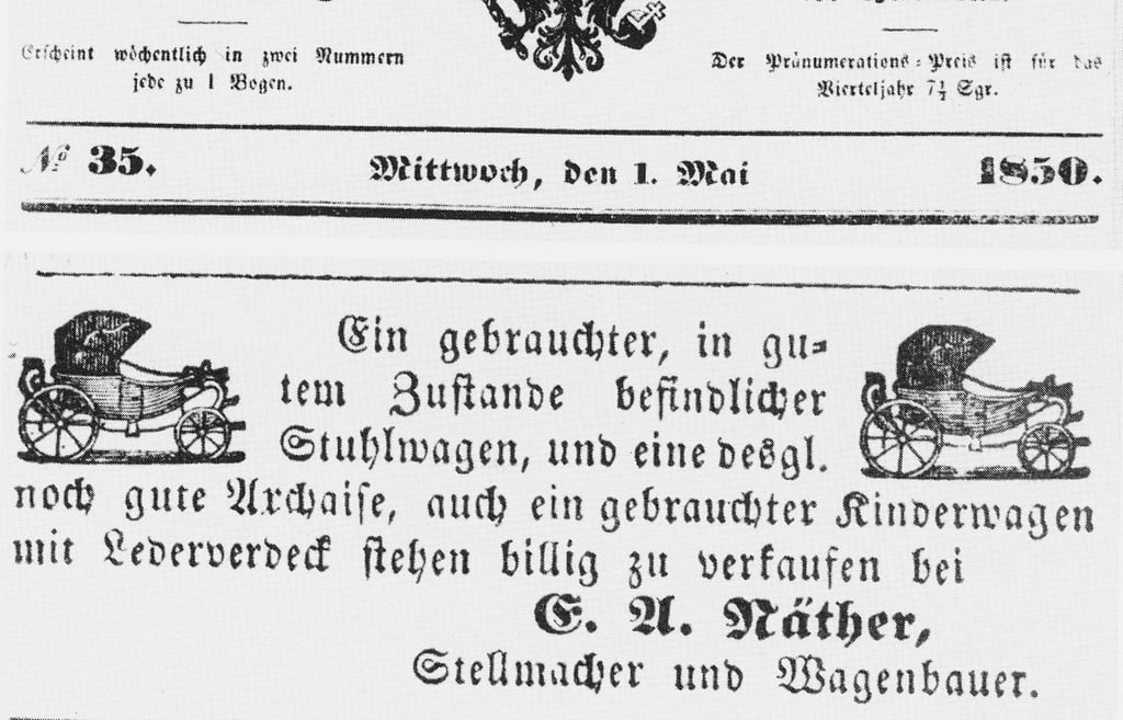 Diese Anzeige erschien im „Zeitzer Kreisblatt“ am 1. Mai 1850