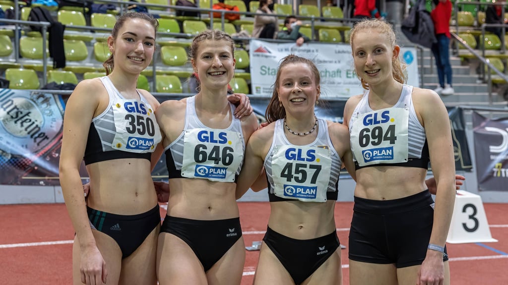 Marlene Körner (l.) mit Sachsen-Anhalts Sprintstaffel.