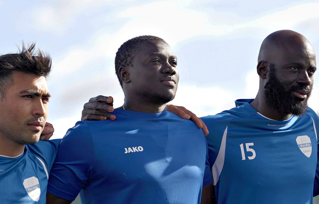 Mahdi Hosseini, Paul Beyai und Momodou Jawara (v. li.) vom Sportverein Blau-Weiß Grana