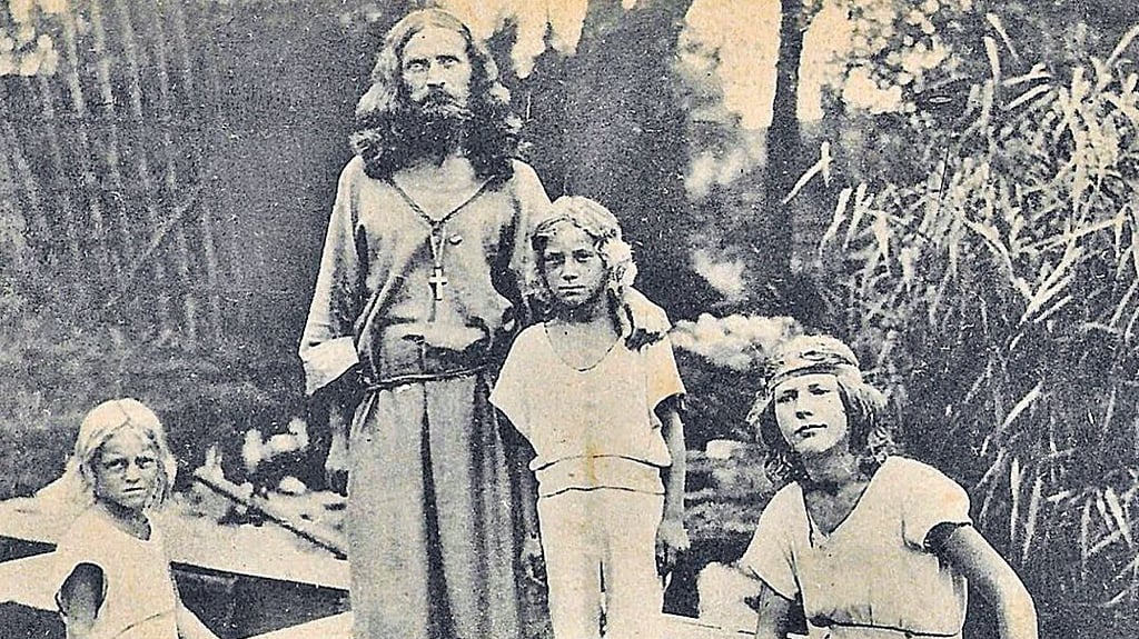 Der Arendseer Wanderprediger Gustav Nagel mit seinen Kindern. Gottfried (rechts) wurde 1916 zwangsweise geimpft.