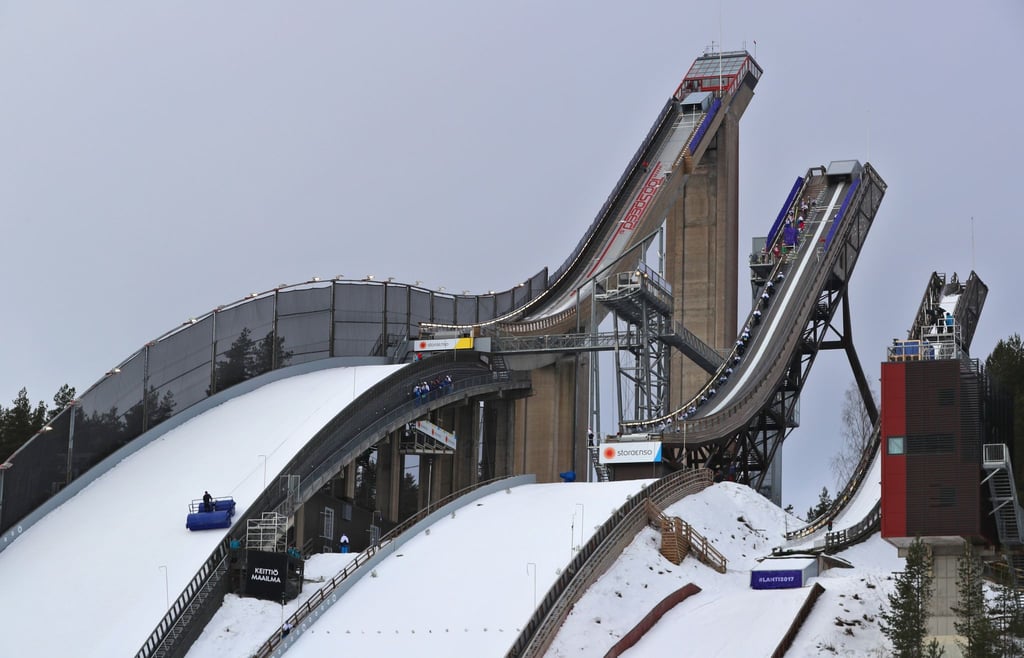 Die Skisprungschanzen im finnischen Lahti.