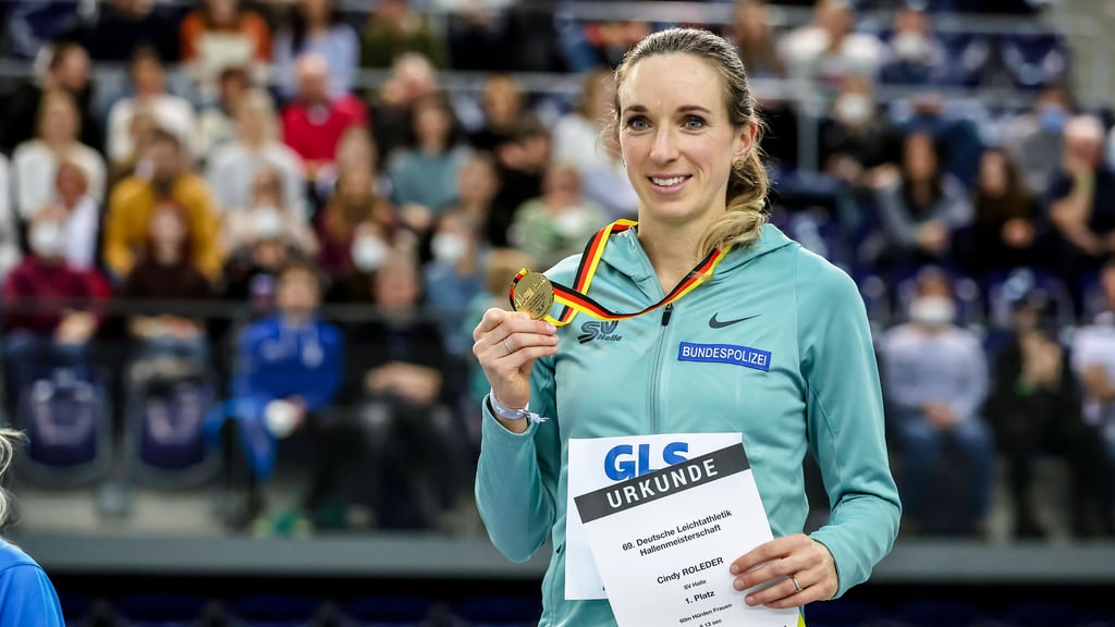 Cindy Roleder vom SV Halle holte in Leipzig Gold über 60 Meter Hürden.