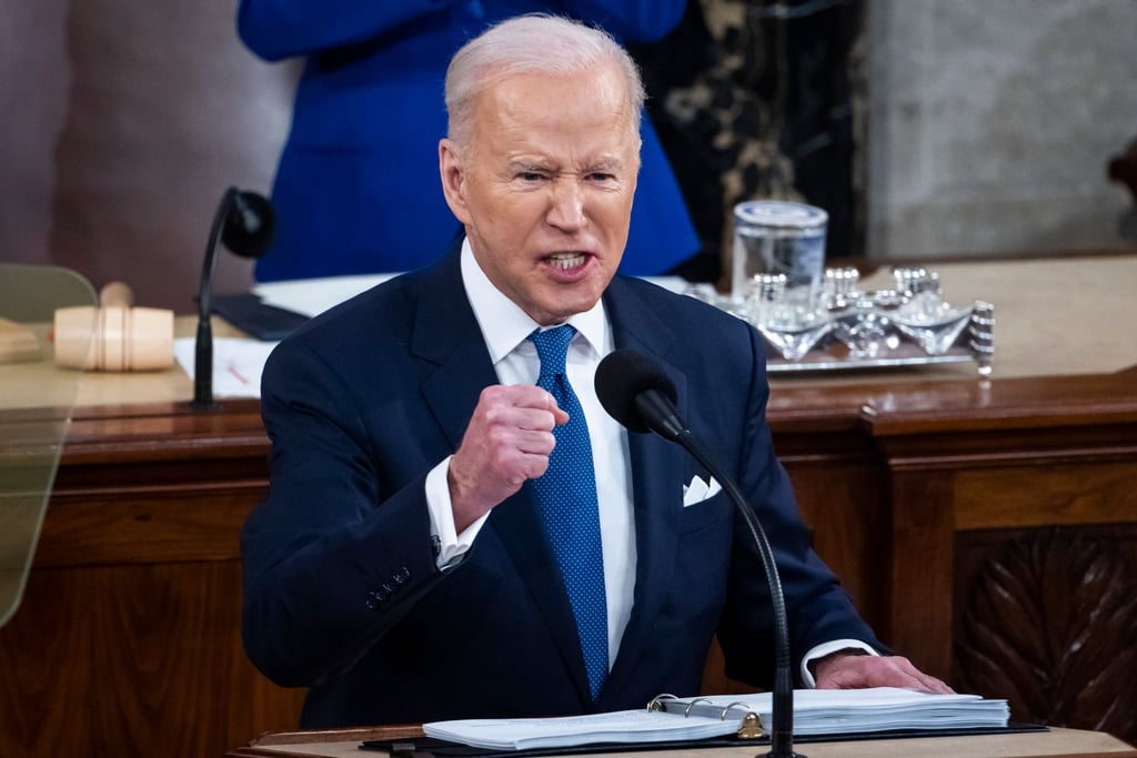 Joe Biden während seiner Rede Rede zur Lage der Nation im Kapitol.