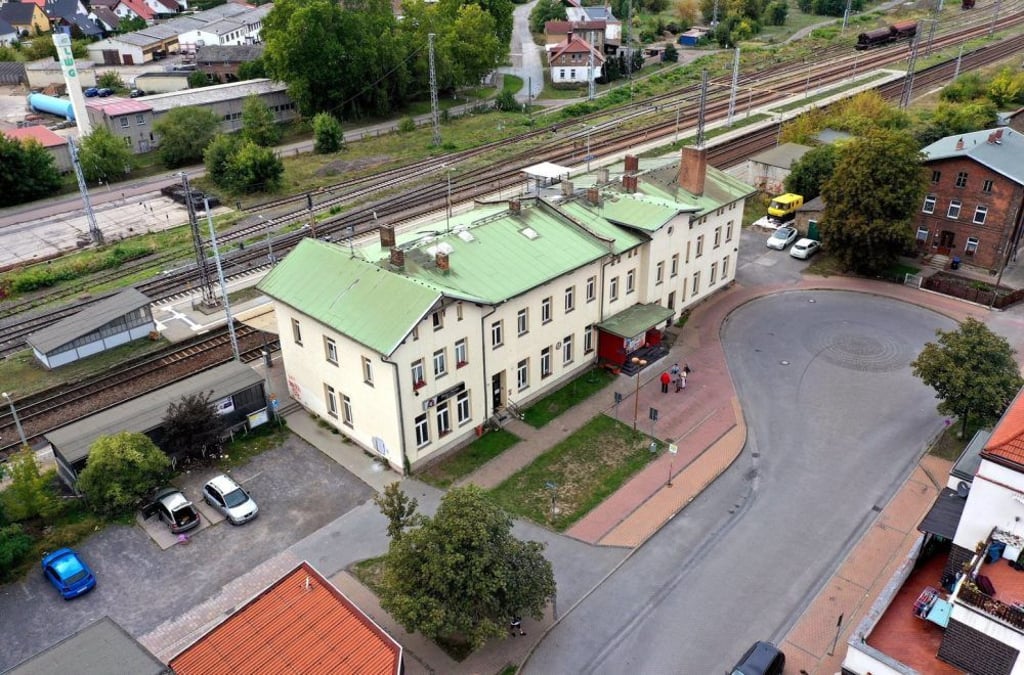 Bahnhof Röblingen aus der Luft. Foto: Jürgen Lukaschek