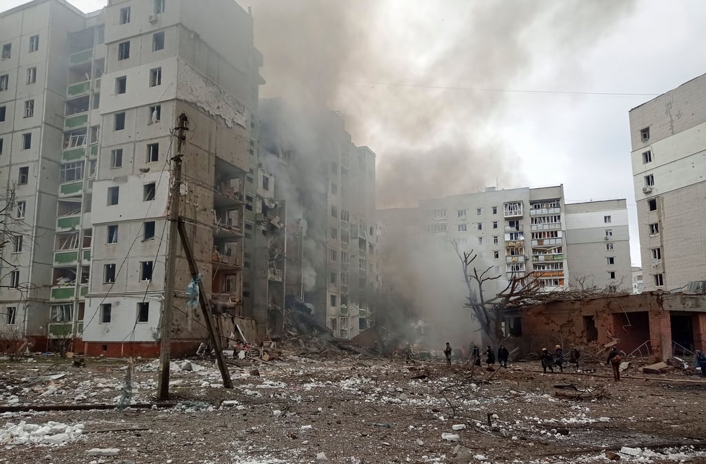 Die ukrainische Stadt Tschernihiw in der vorigen Woche nach einem russischen Luftangriff