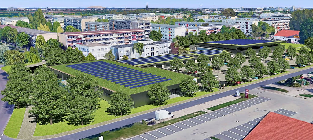 Diese Visualisierung zeigt, wie das Magdeburger Einkaufszentrum am Olvenstedter Scheid nach seinem Umbau aussehen könnte.
