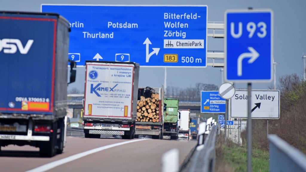 Die A9-Anschlussstelle Bitterfeld-Wolfen