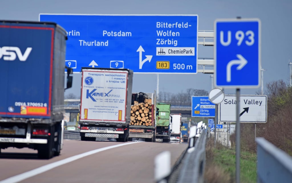 Die A9-Anschlussstelle Bitterfeld-Wolfen