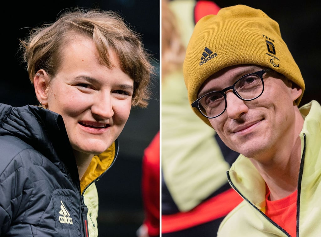 Anna-Lena Forster und Martin Fleig bei der Präsentation der Bekleidung Team Deutschland für die Winterspiele in Peking 2022.