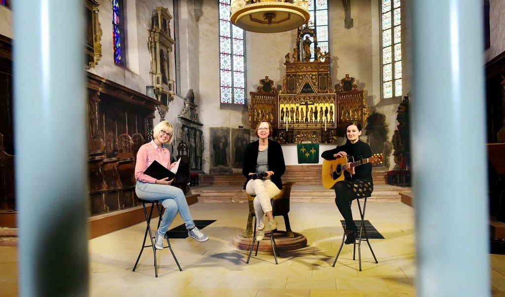 Das Trio Chantissimo singt in der Jacobikirche.