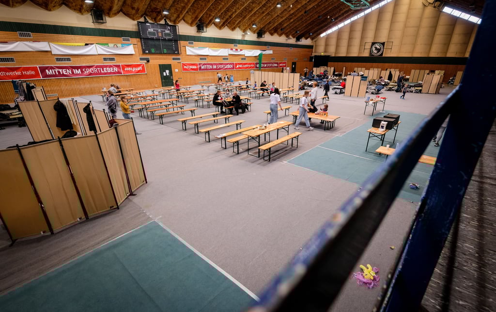 Blick in die Flüchtlingsunterkunft in Halle-Neustadt.