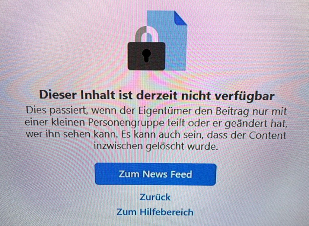 Dieses Bild bietet sich beim Aufrufen der Osterburger Facebook-Seite. Die Einheitsgemeinde hat ihren Auftritt abgeschaltet.