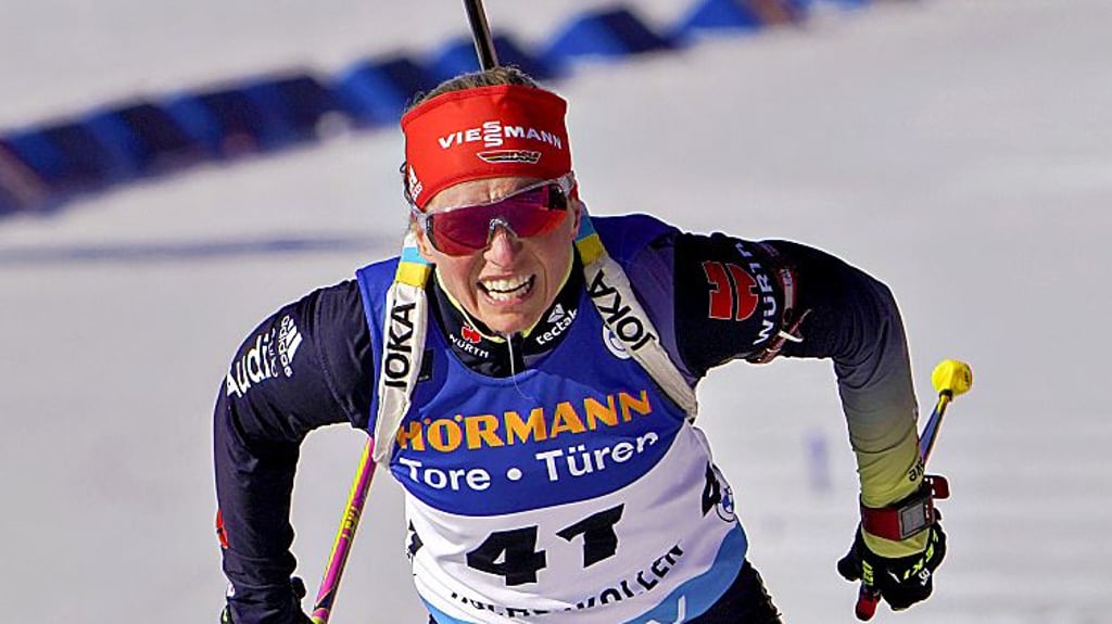 Franziska Hildebrand kommt mit  neuntbester Zeit ins Ziel. 