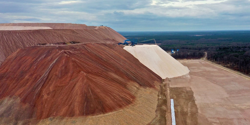 In kleinen Jahresscheiben dehnt sich die Abraumhalde des Kaliwerks in Zielitz aus. Bis 2054 erweitert sich die Halde um 200 Hektar.