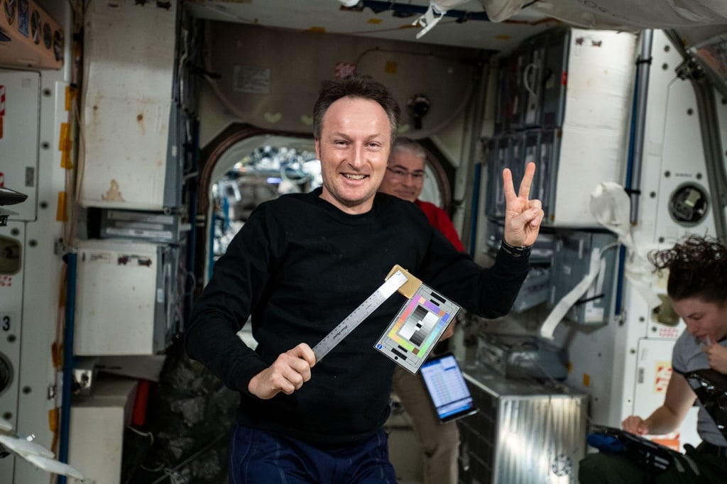 Der deutsche Astronaut Matthias Maurer auf der ISS.