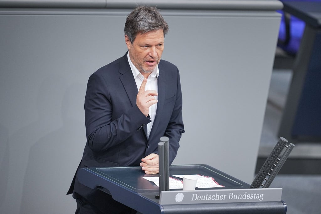 Bundeswirtschafts- und Klimaschutzminister Robert Habeck (Bündnis 90/Grüne) spricht im Bundestag.