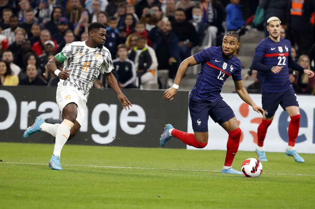 Christopher Nkunku von RB Leipzig (l.) kam zu seinem ersten Länderspiel.