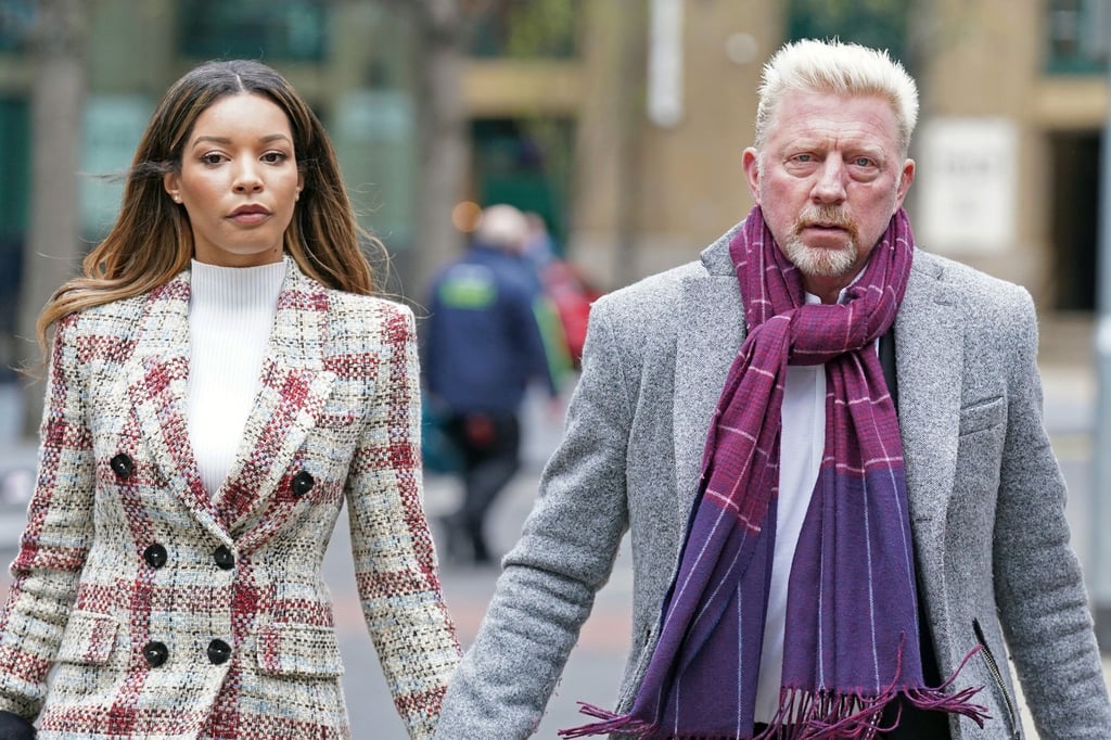 Boris Becker kommt mit seinerLebensgefährtin Lilian De Carvalho Monteiro zum Gericht.